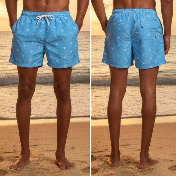 NWT Barbour Coastal Swim Shorts Light Blue XL Men’s Quick Dry Beachwear